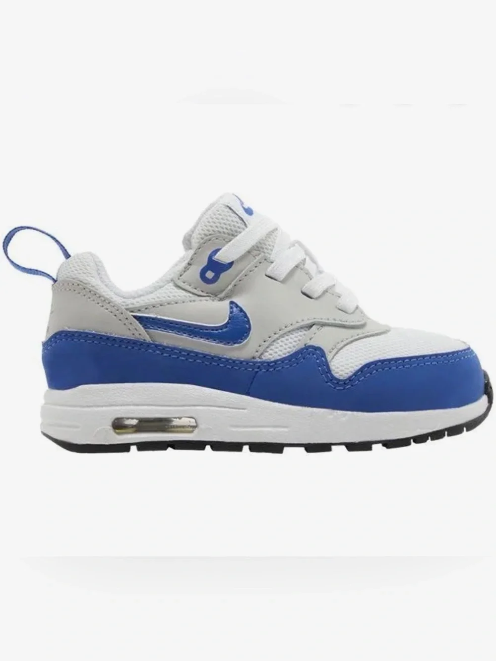 Nike Air Max 1 EasyOn Sneaker - White/ Game Royal Blue & Neutral Grey - Picture 1 of 5